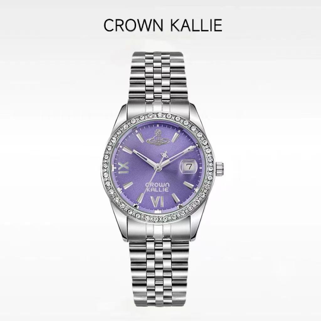 【Crown Kallie】西太联名女士土星元素碎冰紫周年限定腕表ck8125