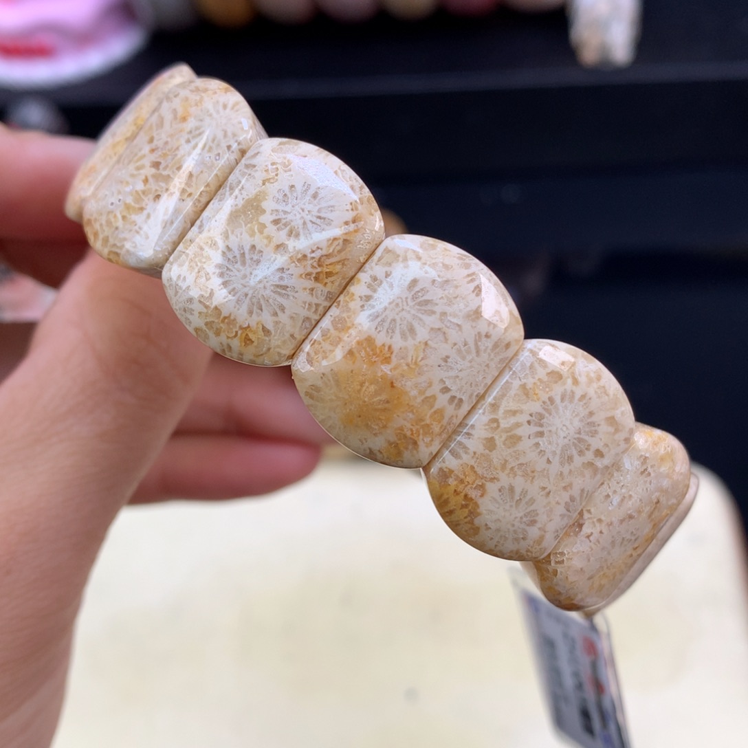 硅化珊瑚（珊瑚玉）未镶嵌吊坠(赠链)128漏64米雏菊（76号）