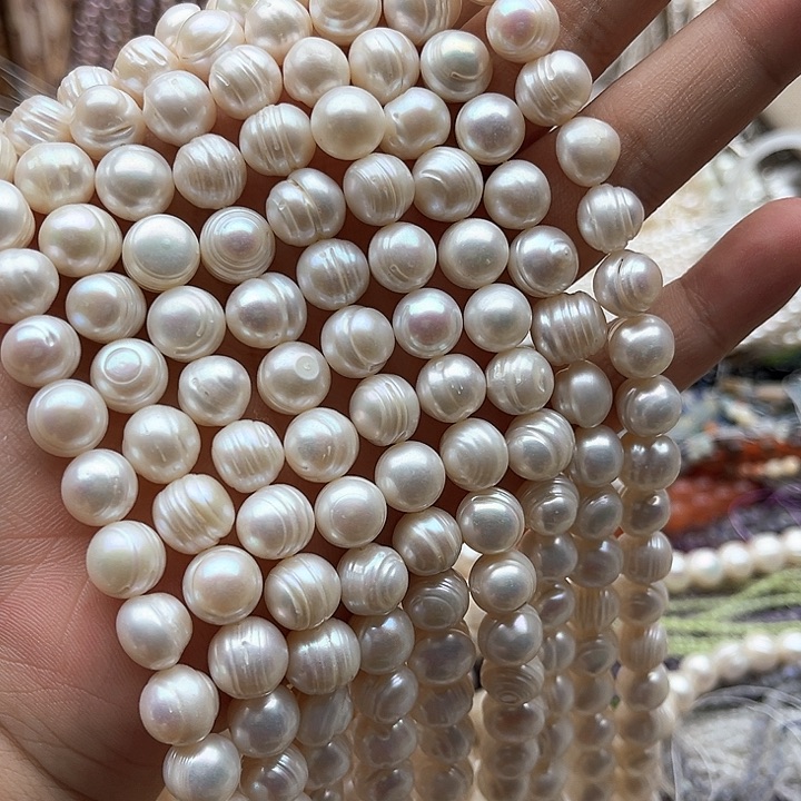 未镶嵌玛瑙/玉髓珠宝半成品一条10mm左右螺纹珍珠