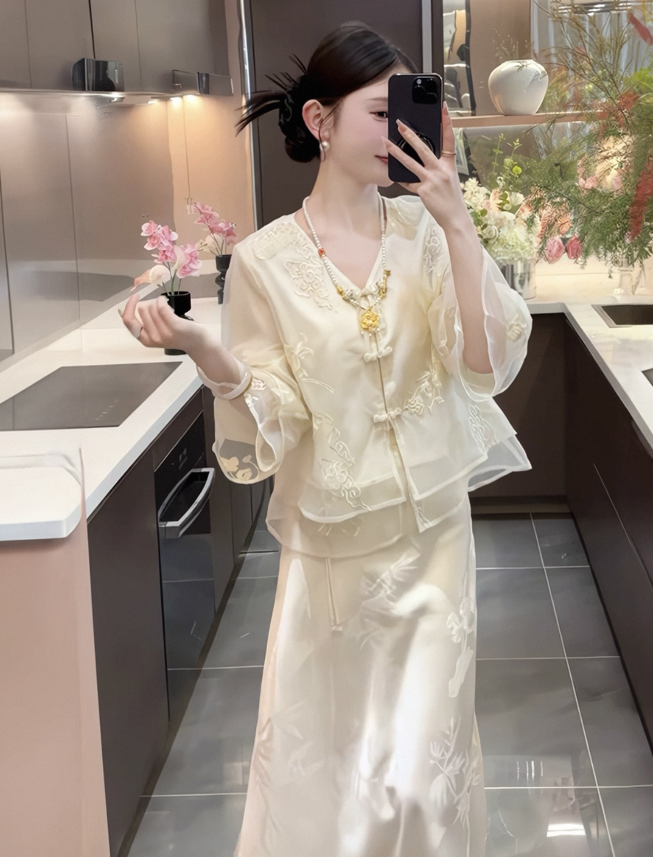 南油设计师款气质女装新中式短袖上衣