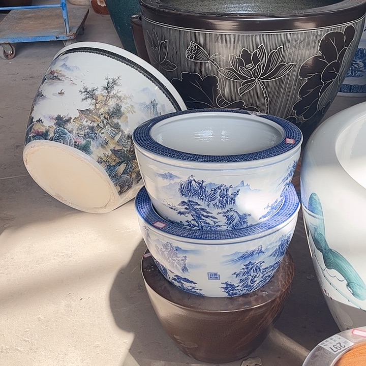 礼***哥景德镇陶瓷鱼缸艺术直径40厘米高25厘米4只