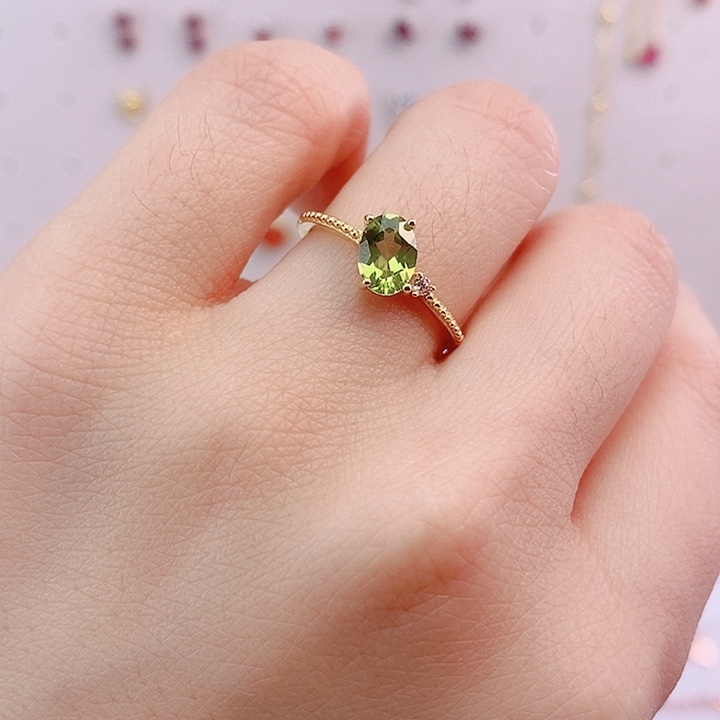 橄榄石戒指银S925镶嵌