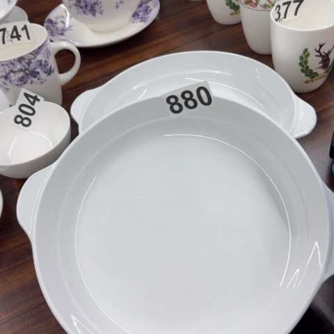 泥塑磁州窑出口鲍鱼盘两只口径25.5高5