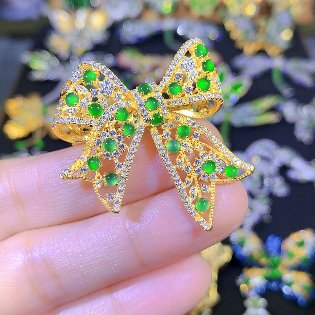 吊坠(不含链)银S925镶嵌翡翠