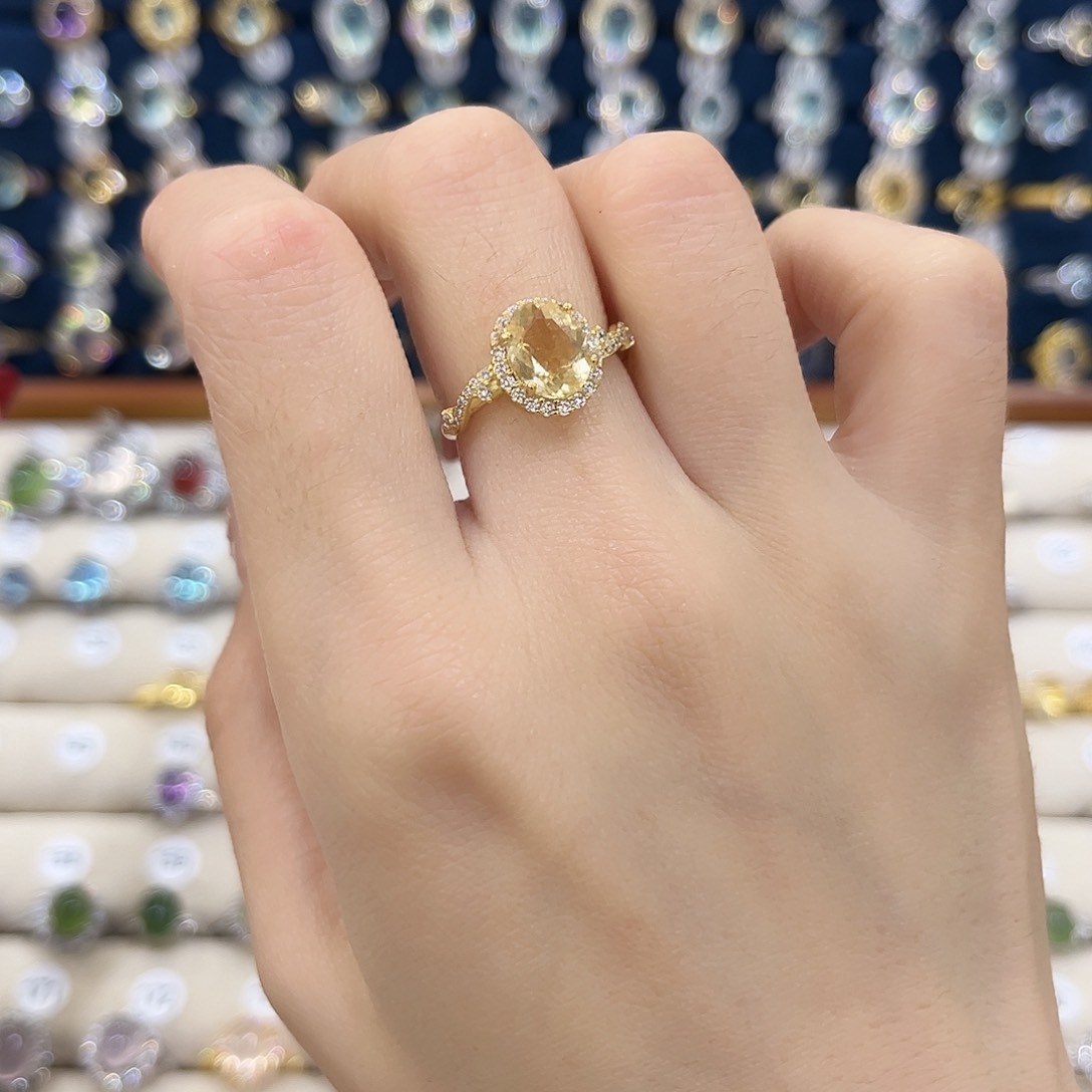 黄晶女款银S925镶嵌戒指