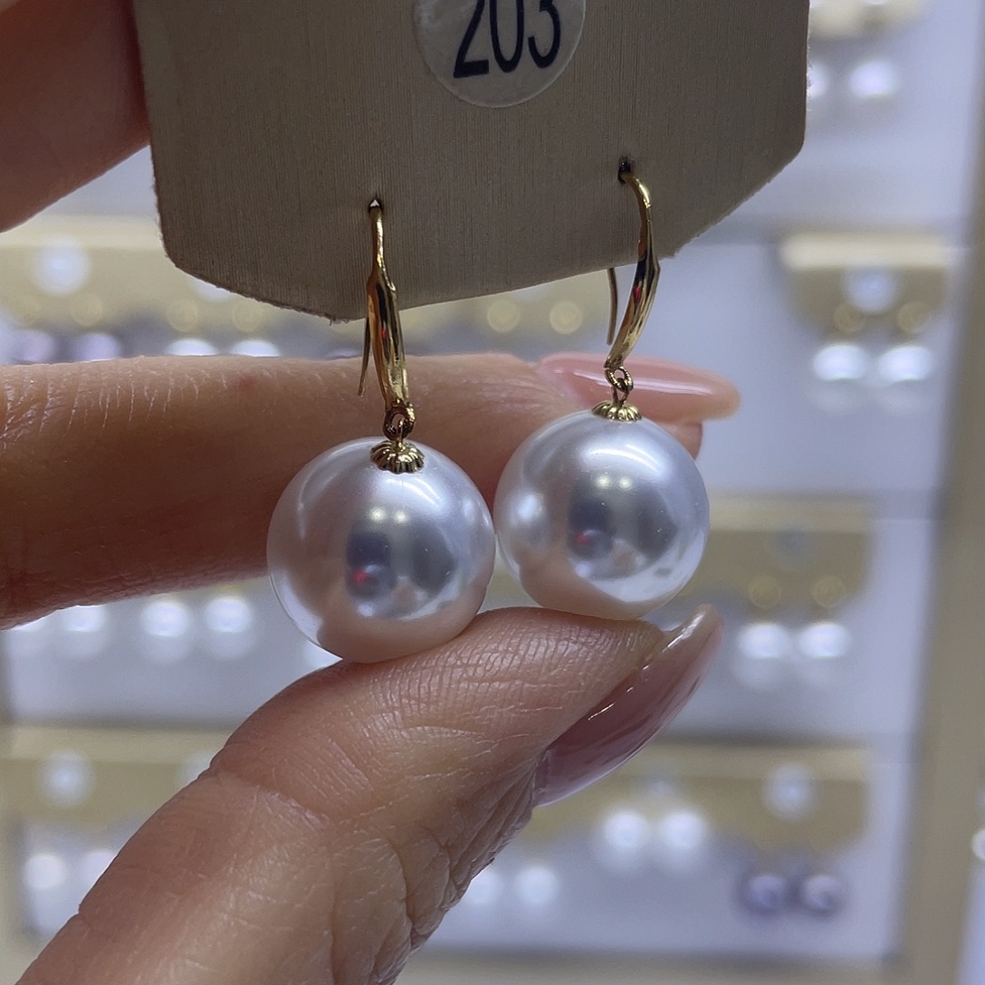 淡水珍珠耳饰18K金镶嵌