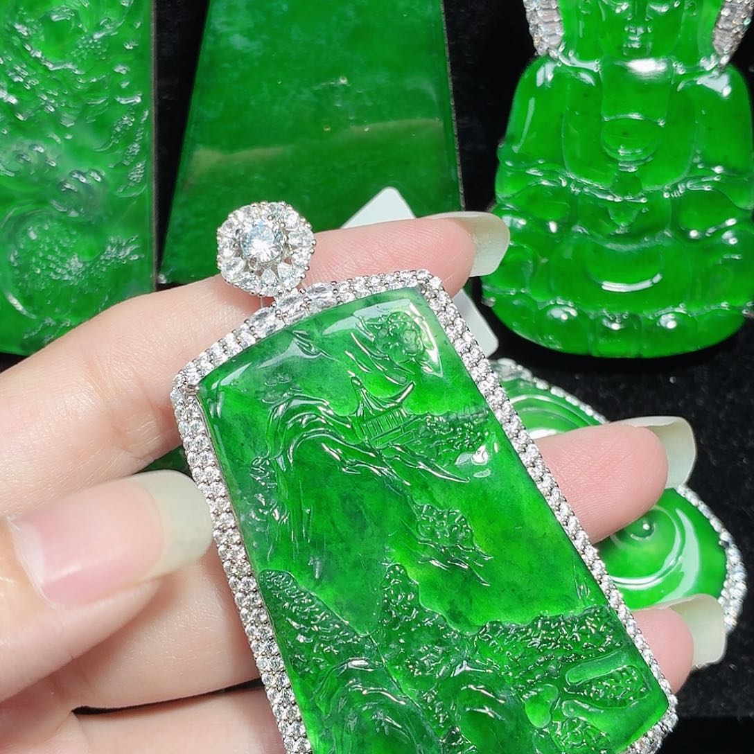 翡翠银S925镶嵌颈饰