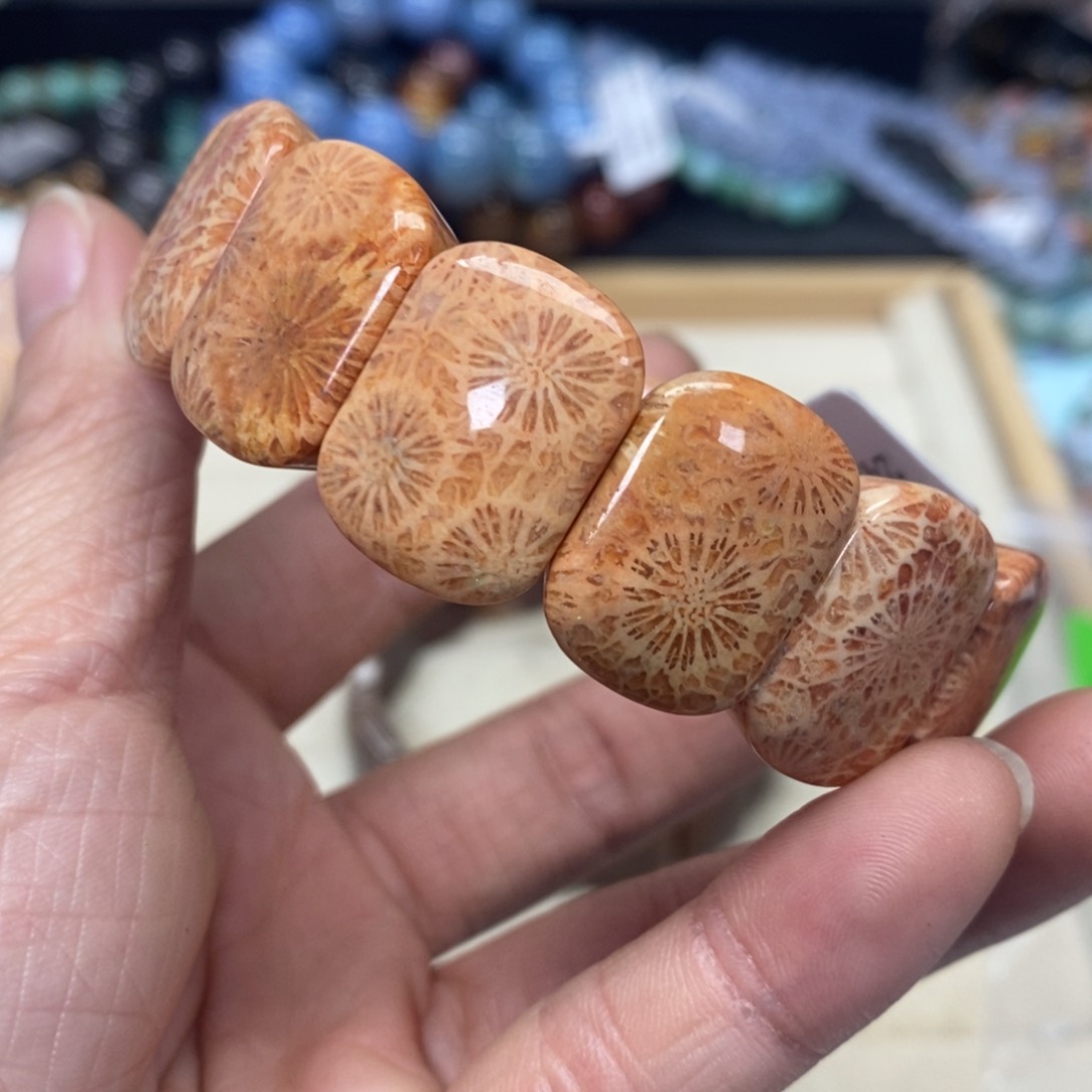 硅化珊瑚（珊瑚玉）手链未镶嵌柠**C071