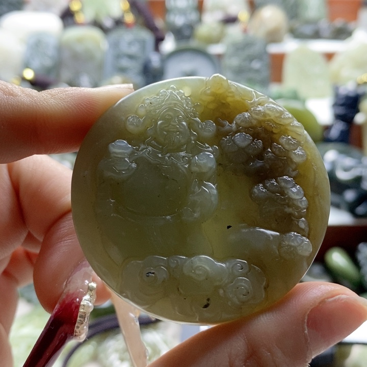 和田玉颈饰足银镶嵌