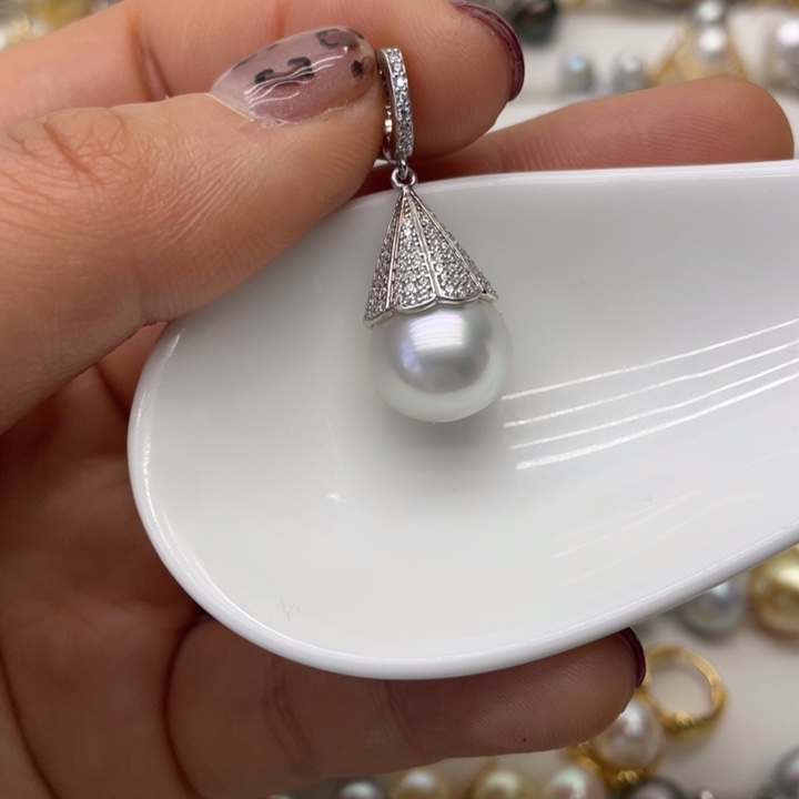 海水珍珠吊坠(不含链)银S925镶嵌