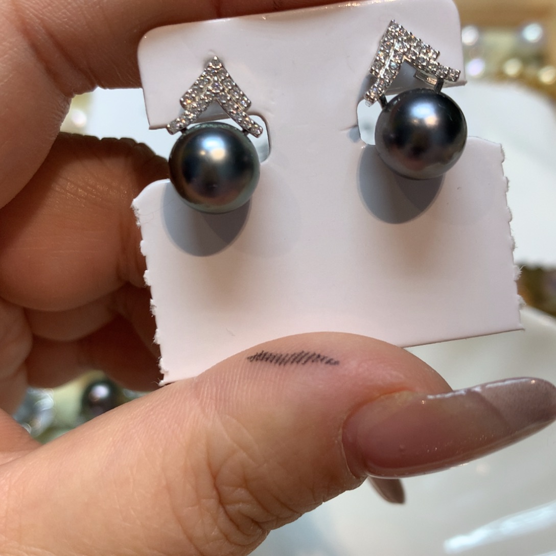 海水珍珠耳饰银S925镶嵌