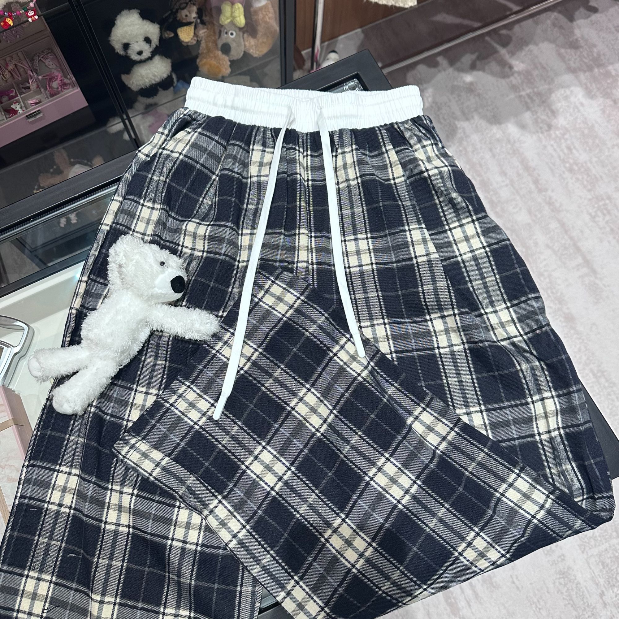 FOG （104）小熊格纹休闲裤长裤女 经典格纹元素设计-364