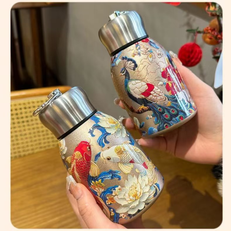 059可爱复古色好珐琅彩防锈保温杯玻璃单个复古彩色陶瓷