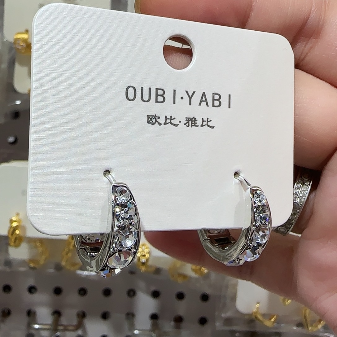 锆石纯铜合金银色耳扣