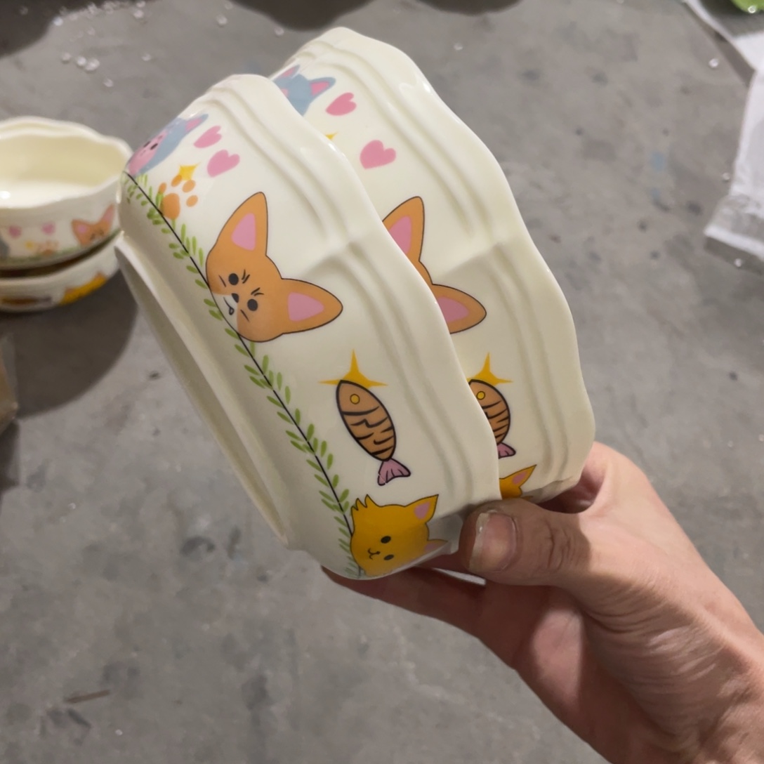 陶瓷餐具系列猫鱼6寸碗两个