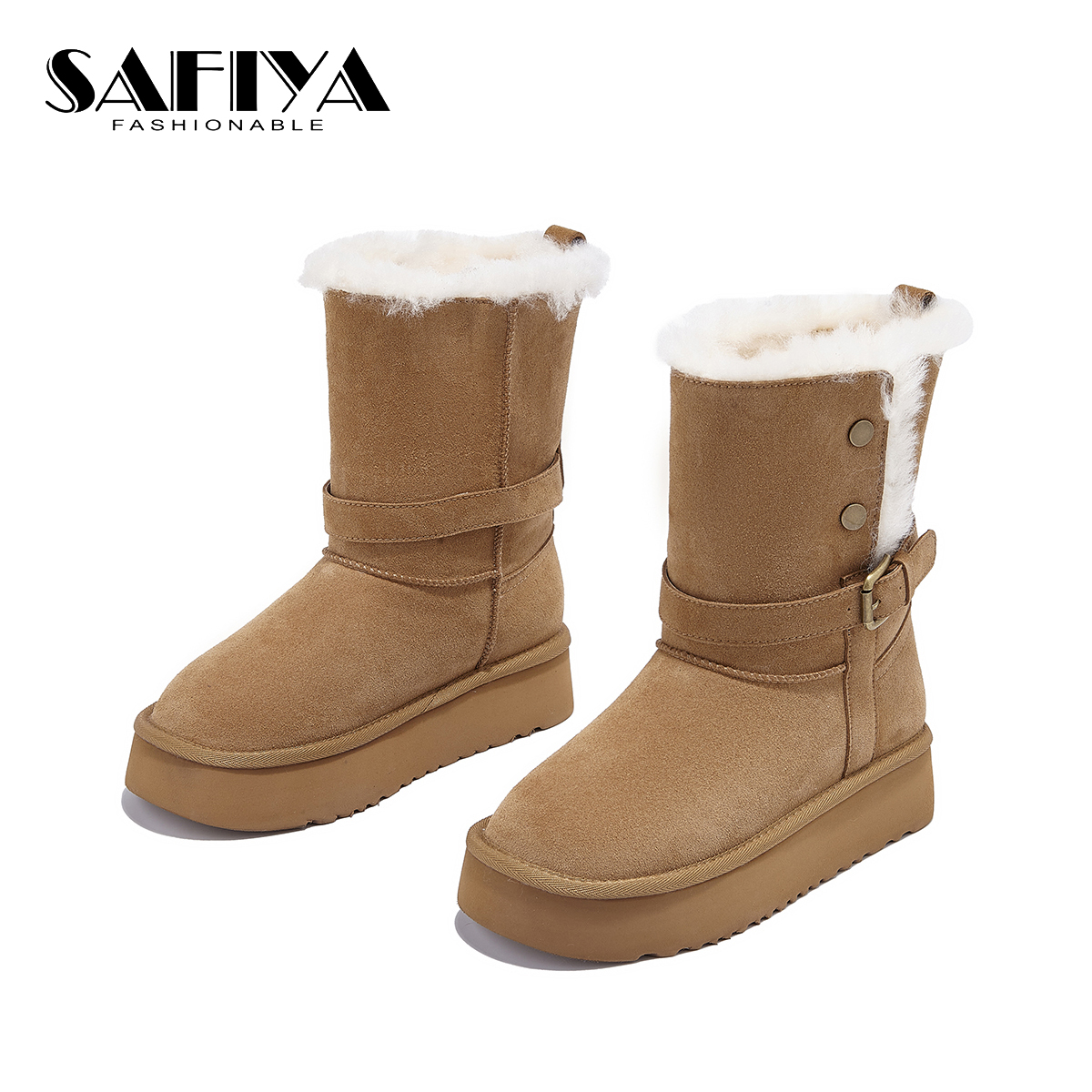 索菲娅Safiya2025冬季新款时尚舒适加绒保暖休闲雪地靴SFD4118A82