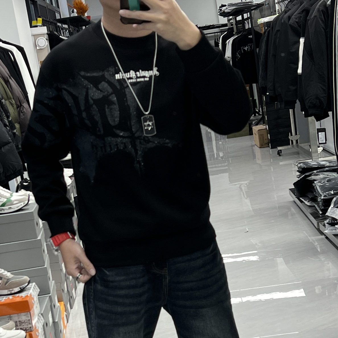 秋冬新款男士加绒圆领字母印花潮流百搭长袖卫衣82573