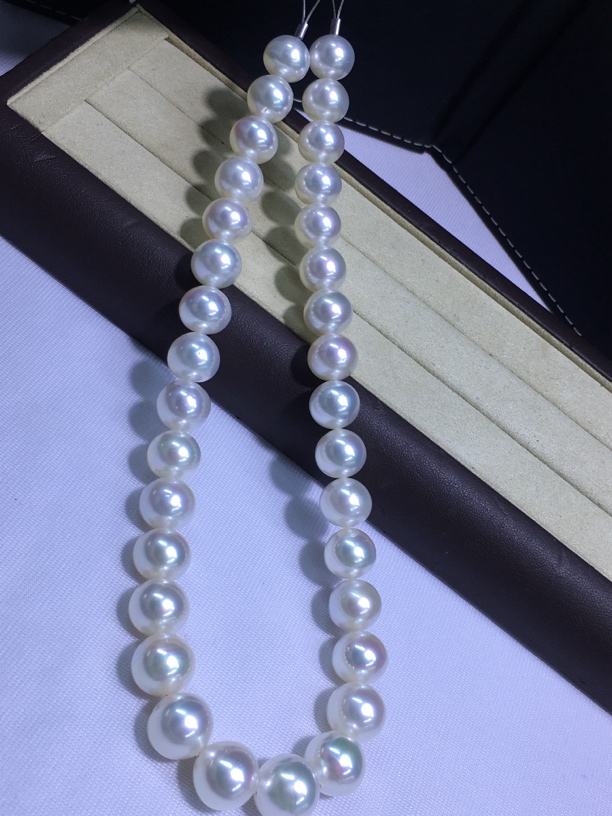 海水冷光澳白珍珠项链12-14mm光感清晰透影 佩戴简约大气 纯天然