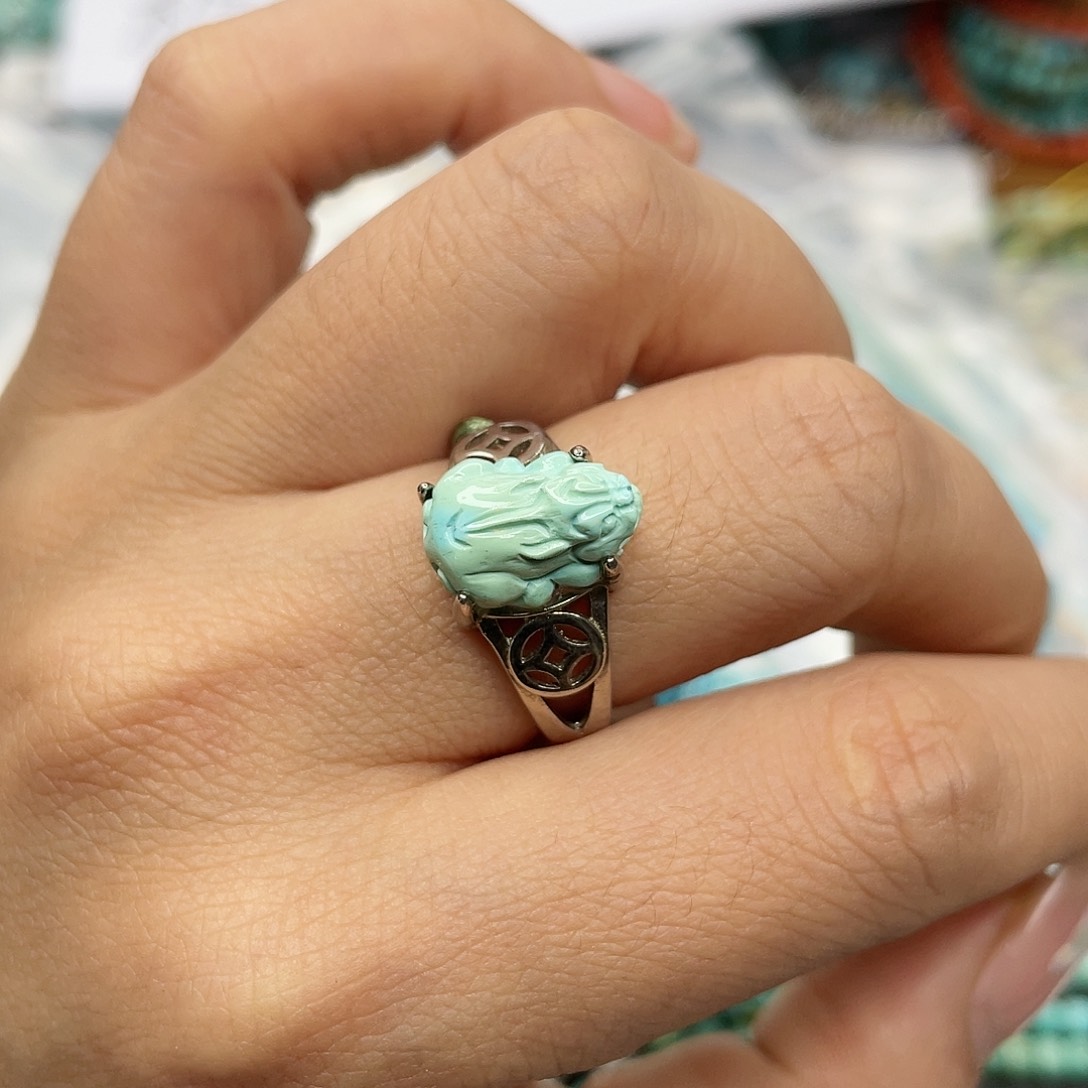 绿松石珠宝奇石银S925镶嵌