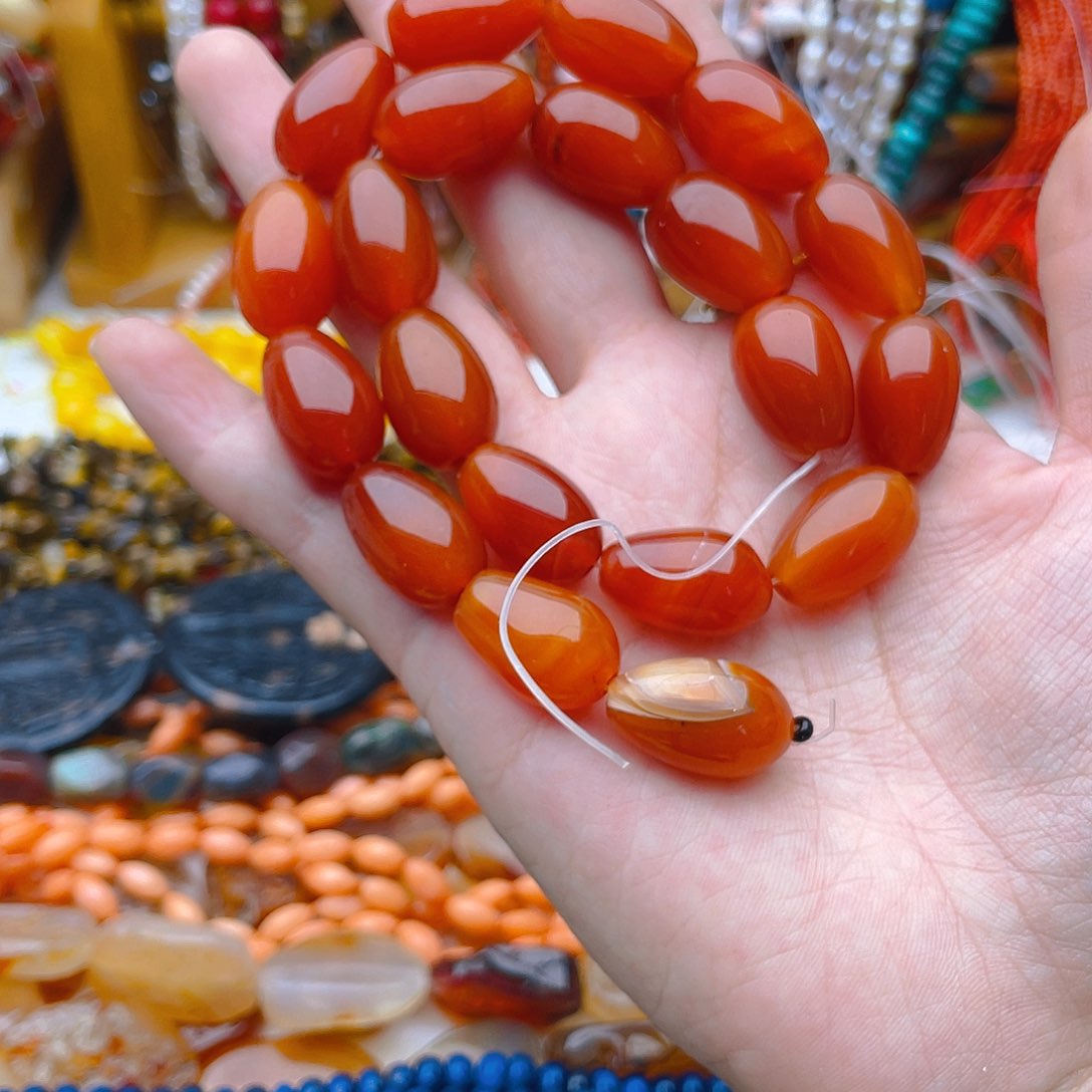 玛瑙/玉髓珠宝半成品未镶嵌红玛瑙水滴一条卡13.*19