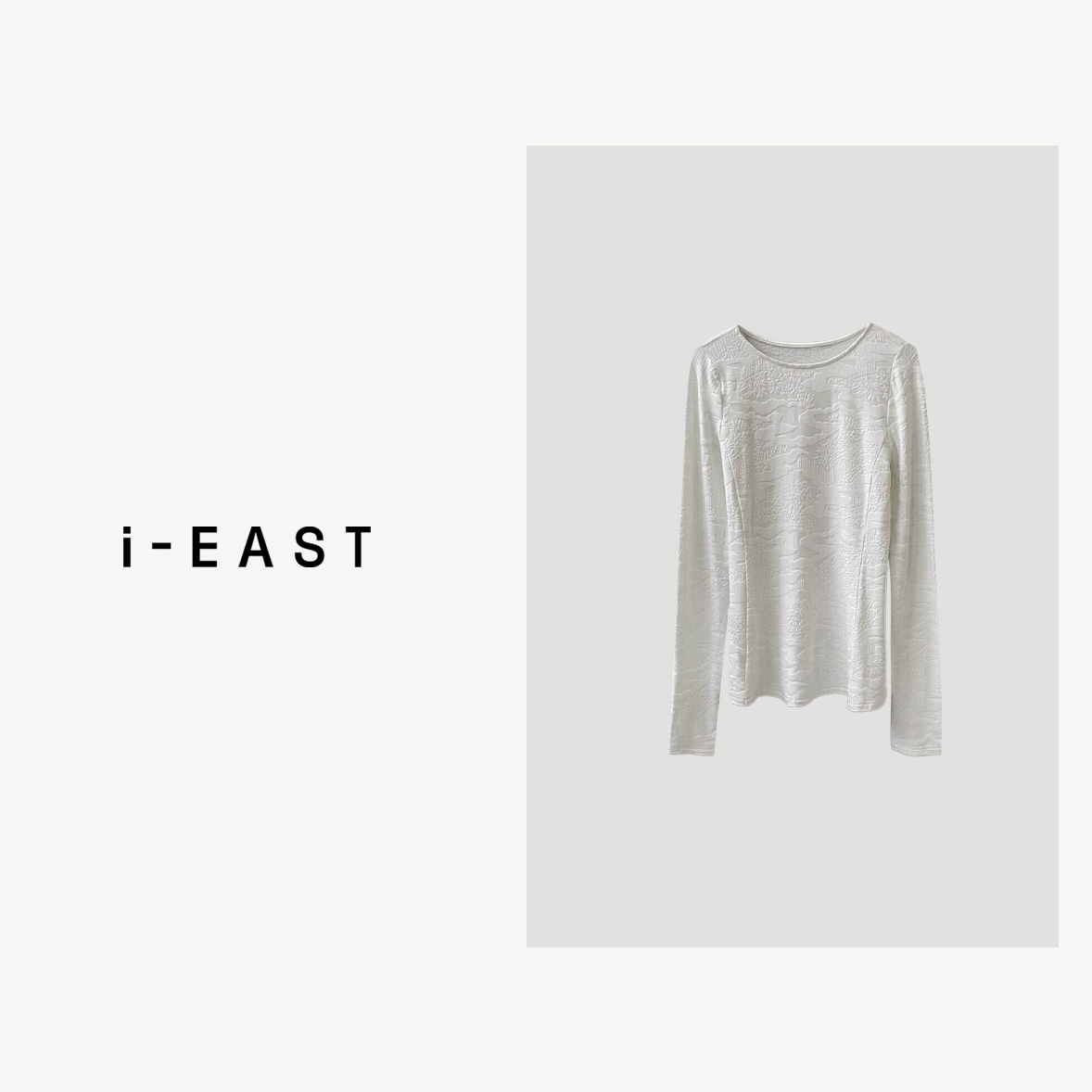  i-EAST 白桐云卷~立体提花圆领长T恤上衣-3D S23318B