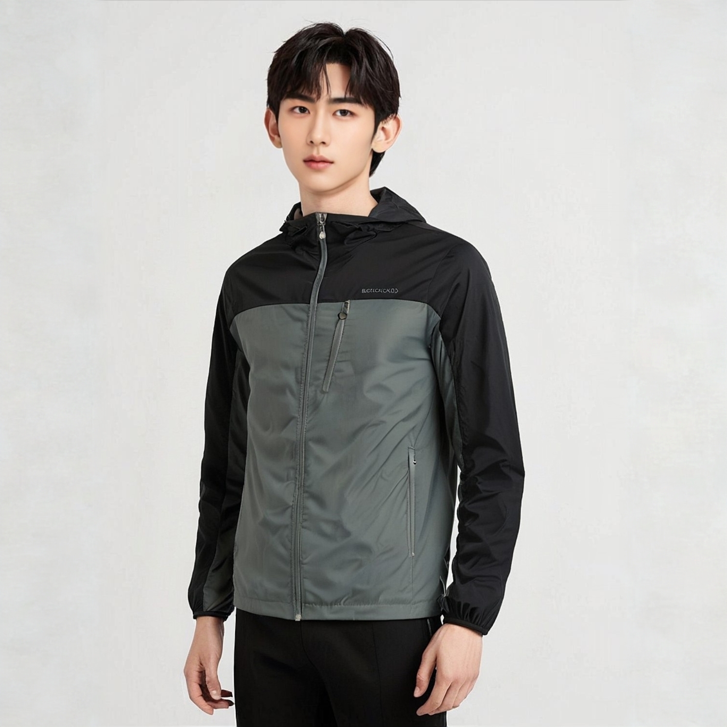 RockCloud/岩云新款男连帽灰色拼接四季神衣防泼水透气轻便自收纳