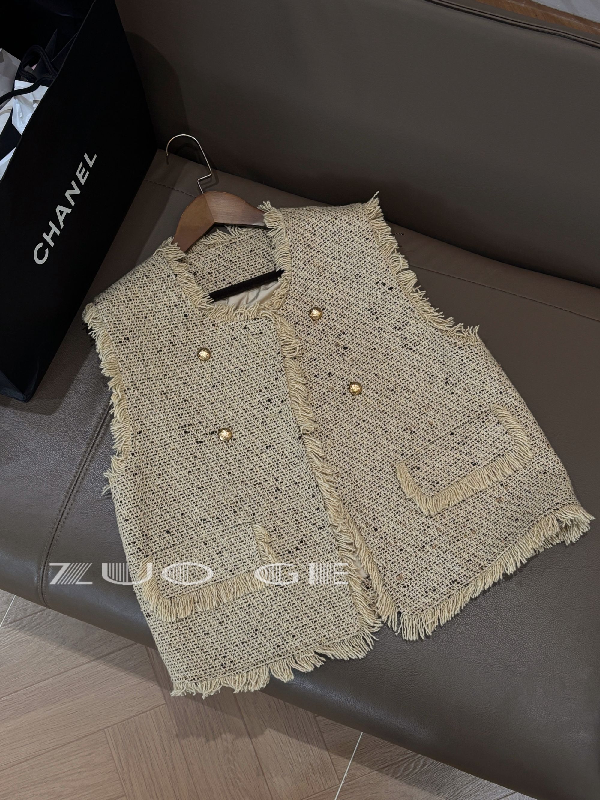 小香风毛边休闲马甲女百搭编织