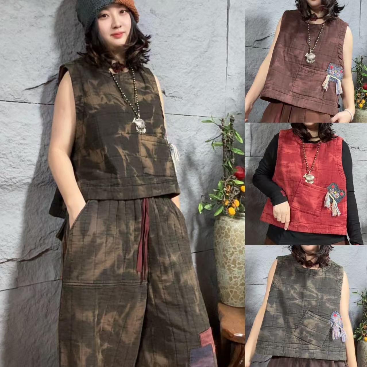 炒色贴布小老虎棉马甲（衣长56胸围130）