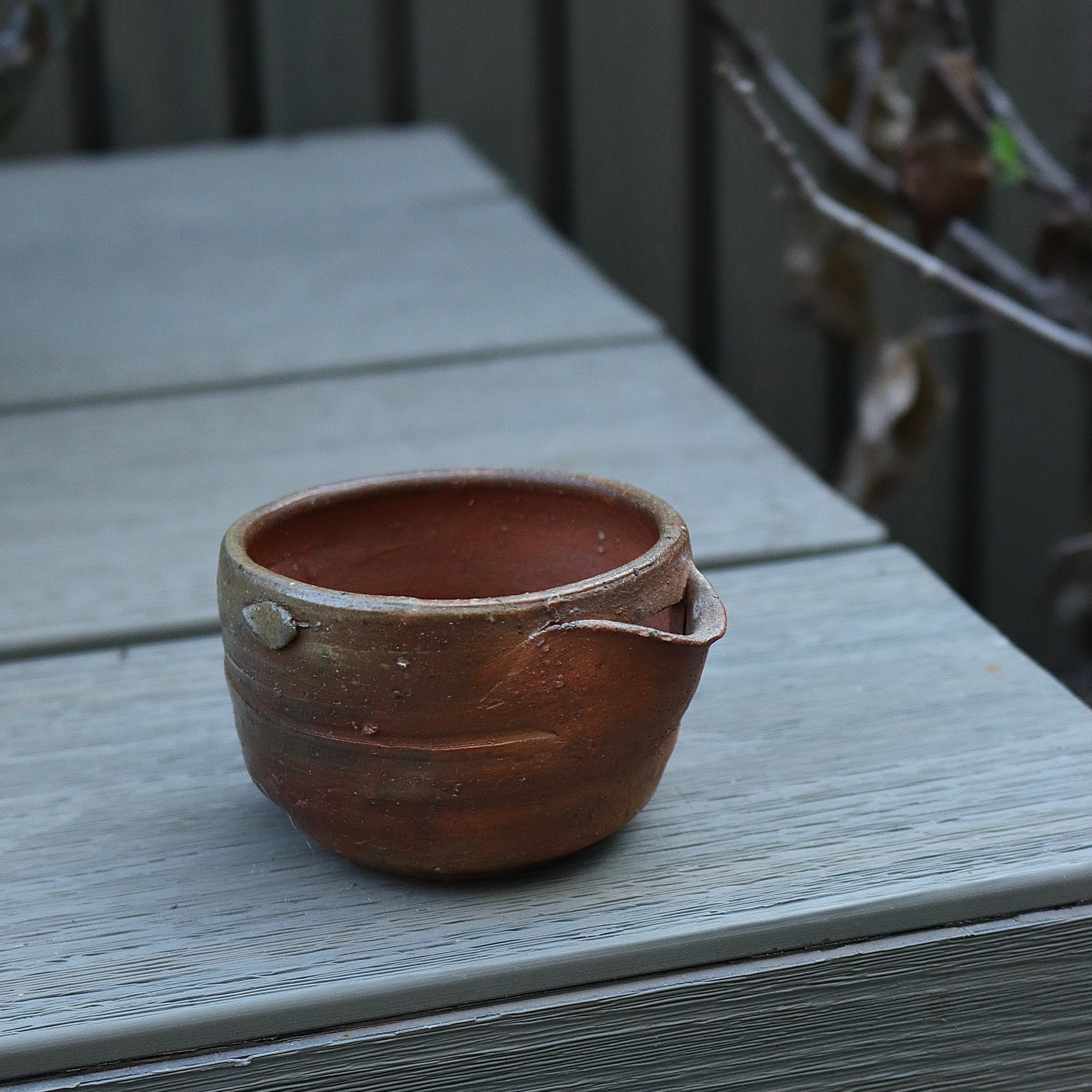 日本备前烧山本陶秀公道杯 红土窑变圆融素雅柴烧有伤福利特价