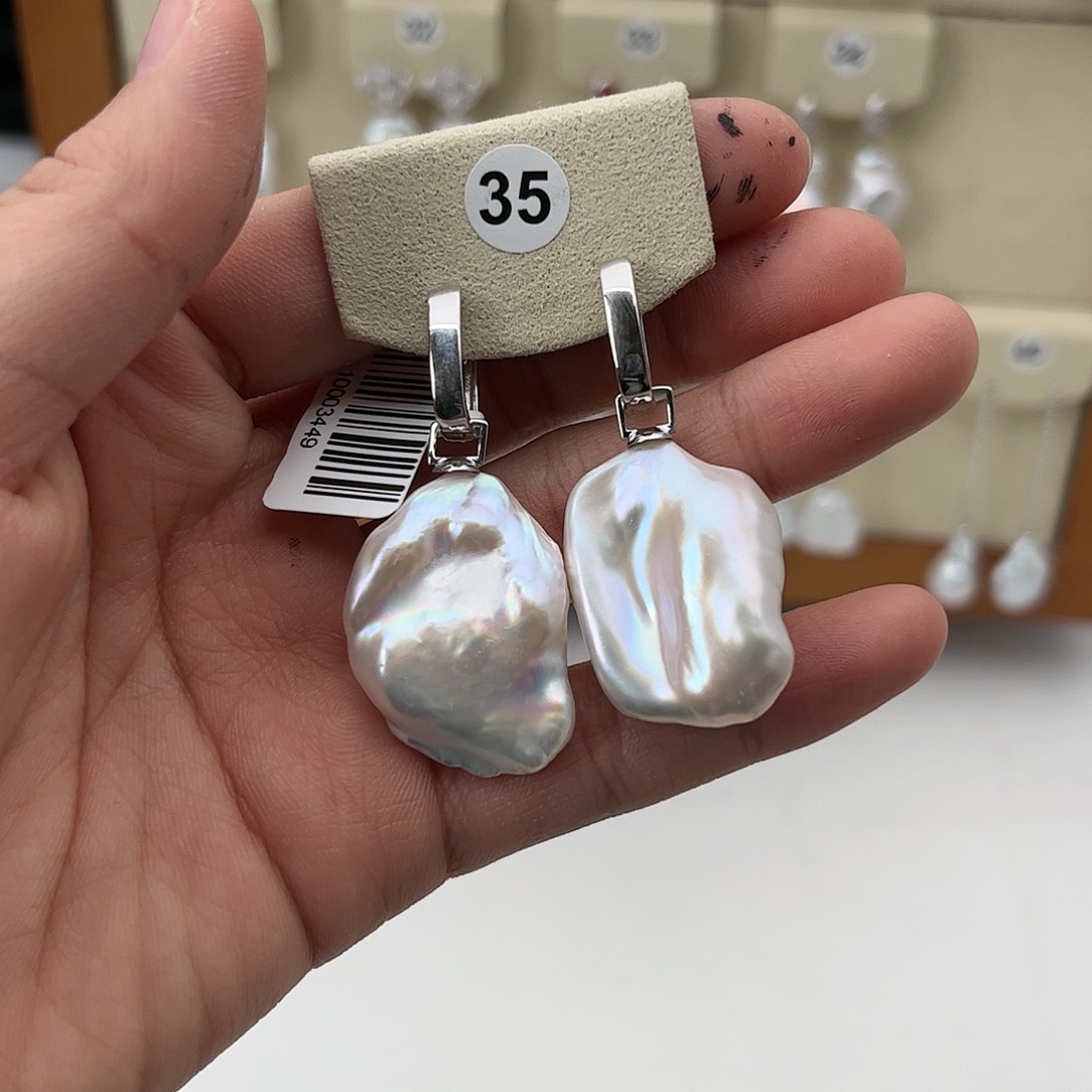 淡水珍珠耳饰银S925镶嵌大*子