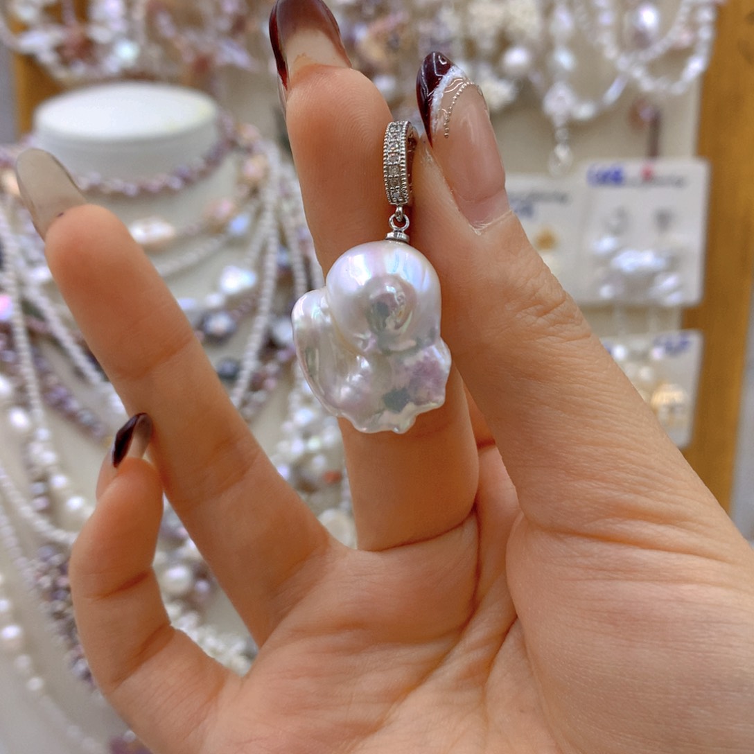 淡水珍珠耳饰银S925镶嵌