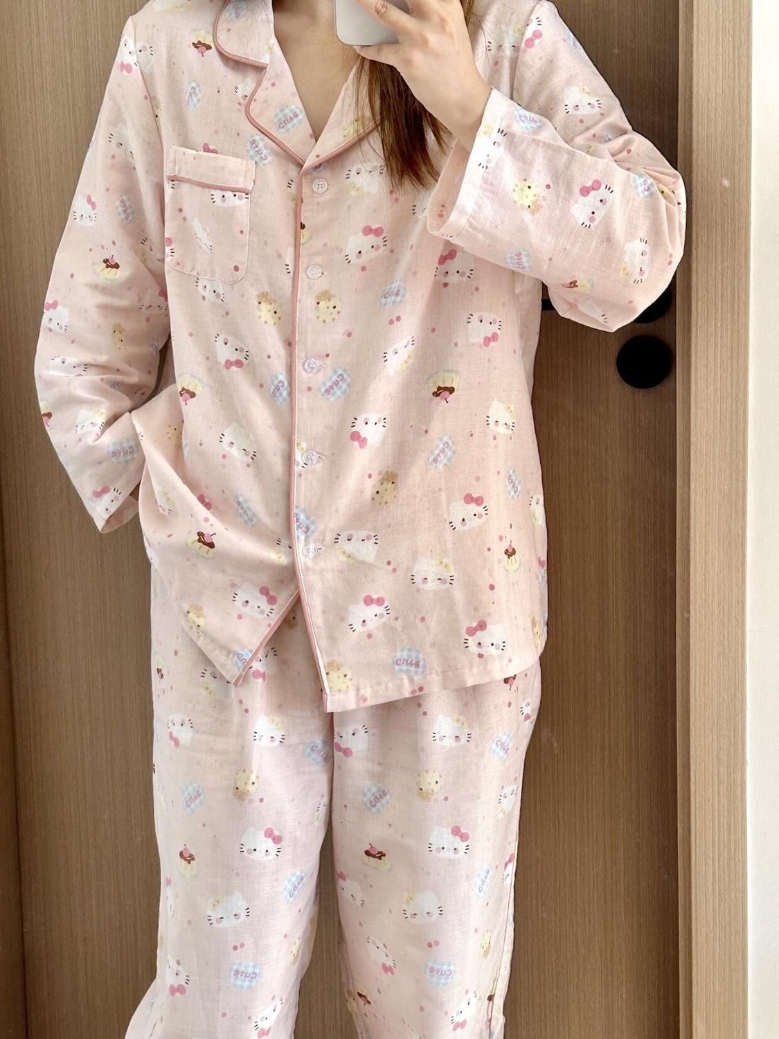 新款云朵棉长袖长裤睡衣套装可爱少女秋季居家空调服