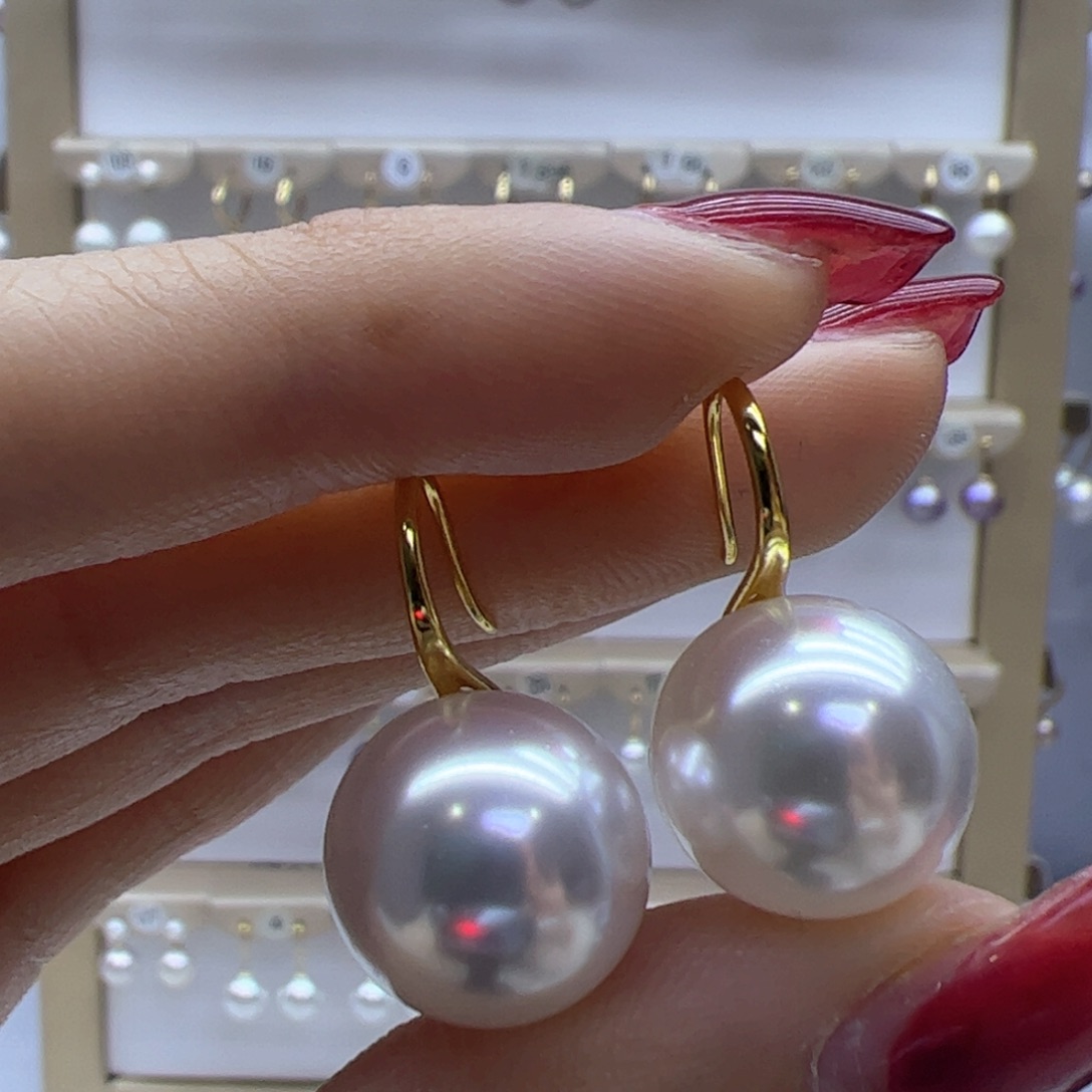 淡水珍珠耳饰18K金镶嵌