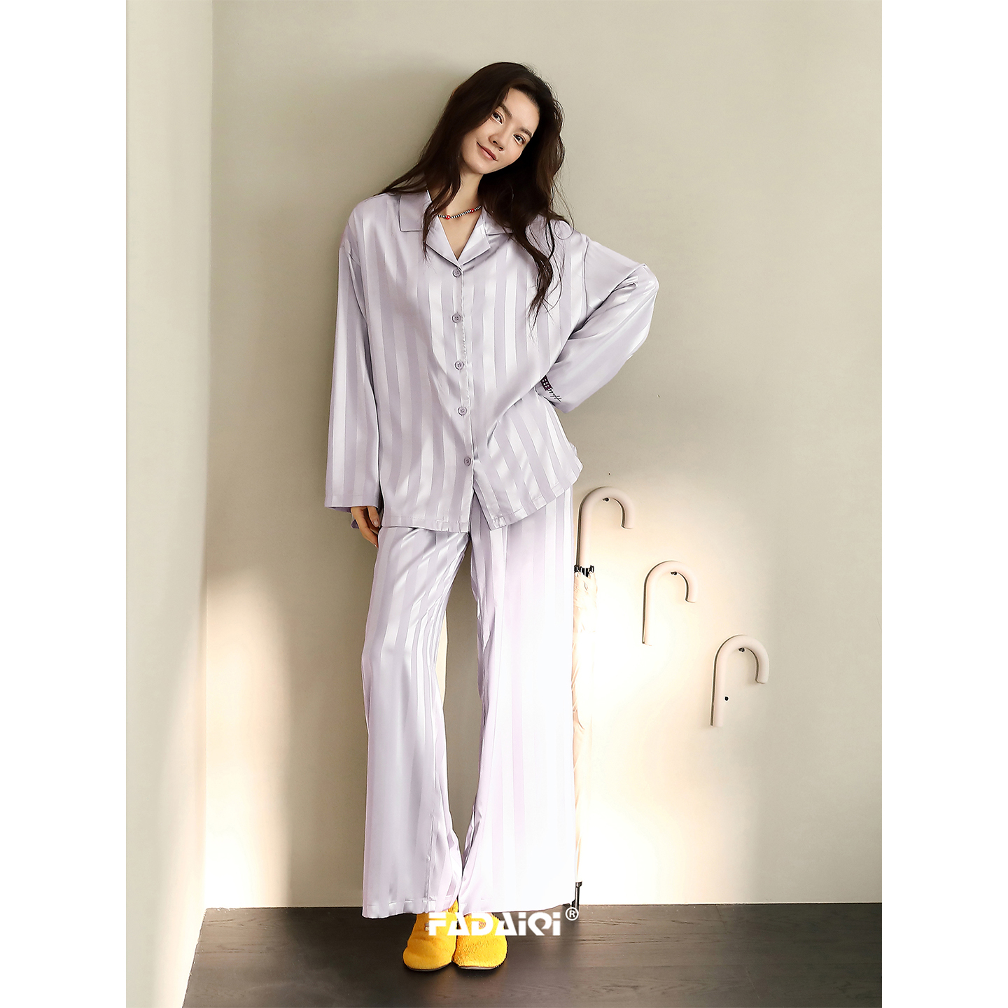 冰丝睡衣女春秋款2025超火紫色长袖高级感秋季秋天家居服