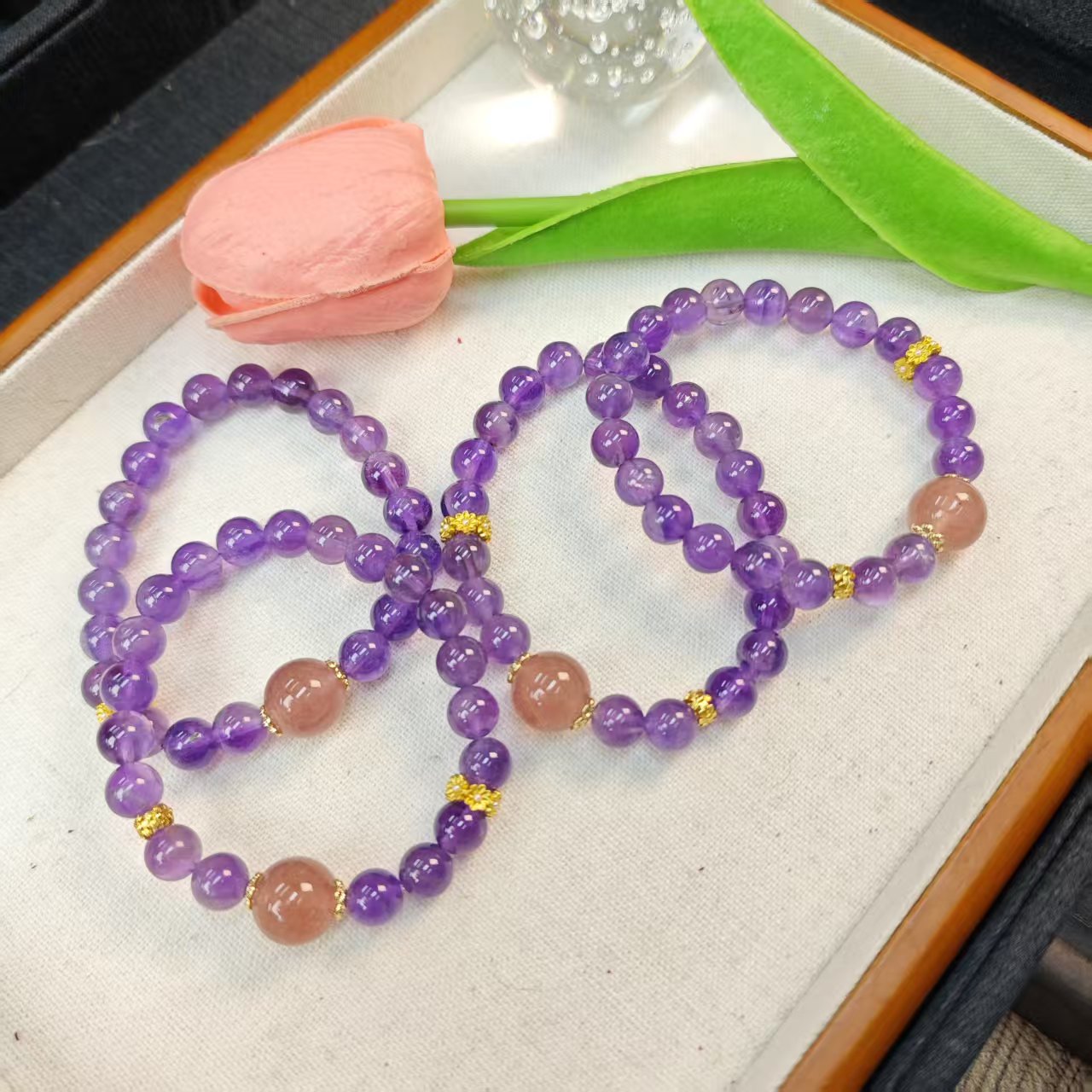 《紫梦之恋》紫水晶草莓路路通手链8-12+(多样发其一) SS50