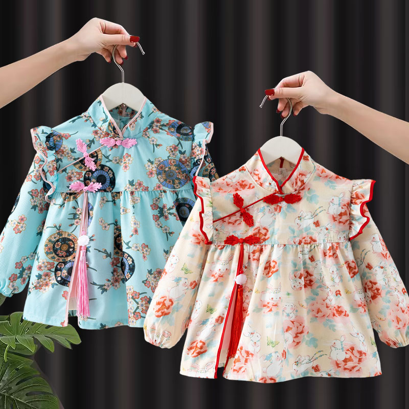 儿童罩衣宝宝吃饭围兜围裙防水防脏女孩新中式公主风秋冬洋气外穿