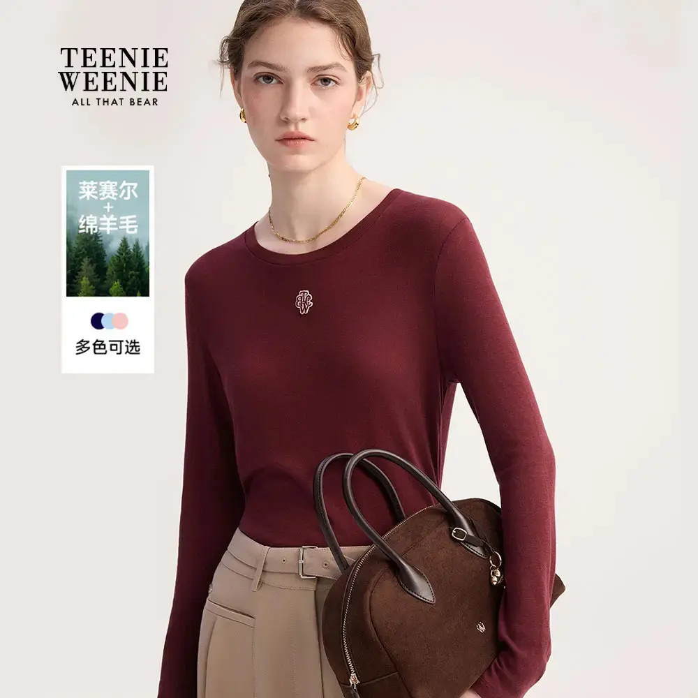 TeenieWeenie小熊女装T恤25秋新款休闲柔软舒适打底衫TTLA254901W