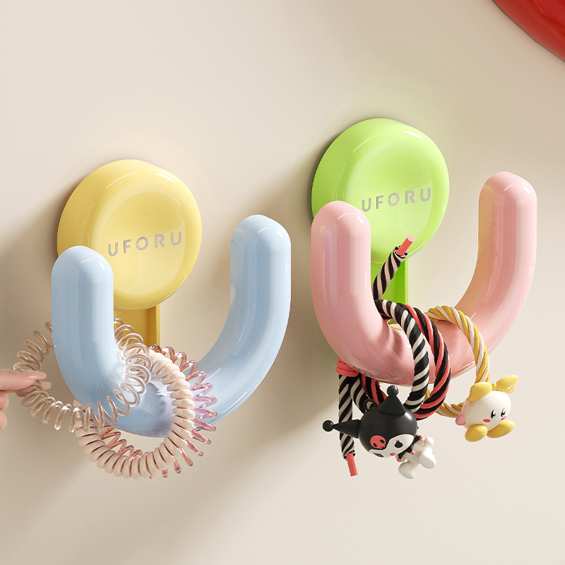 橱明星浴室发圈壁挂发箍挂钩多功能儿童皮筋发饰吸盘拖鞋置物架