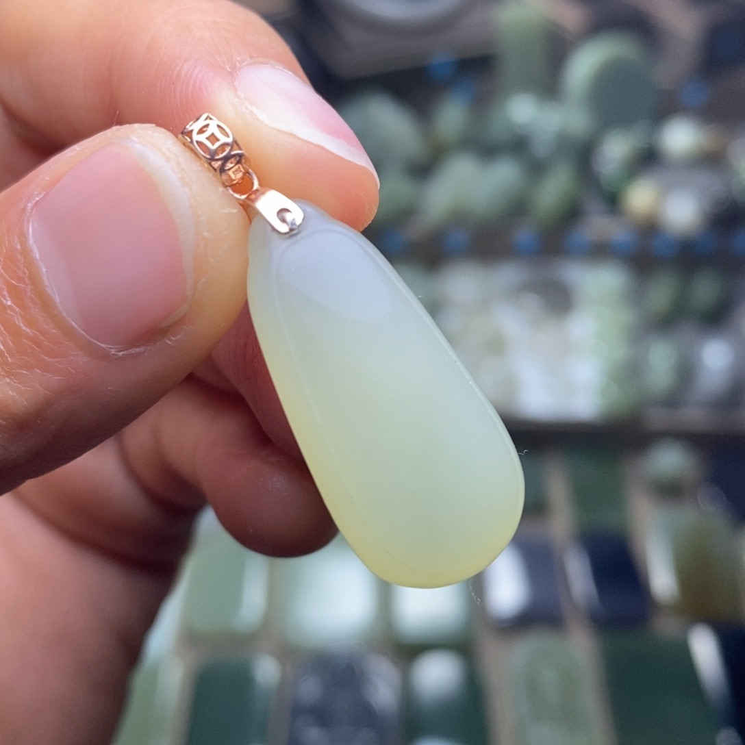 和田玉颈饰银S925镶嵌