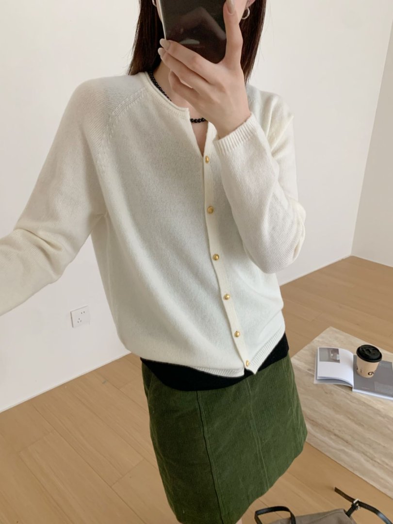 【素简.850162】秋冬新款100绵羊毛无缝一体显瘦女装开衫羊毛衫