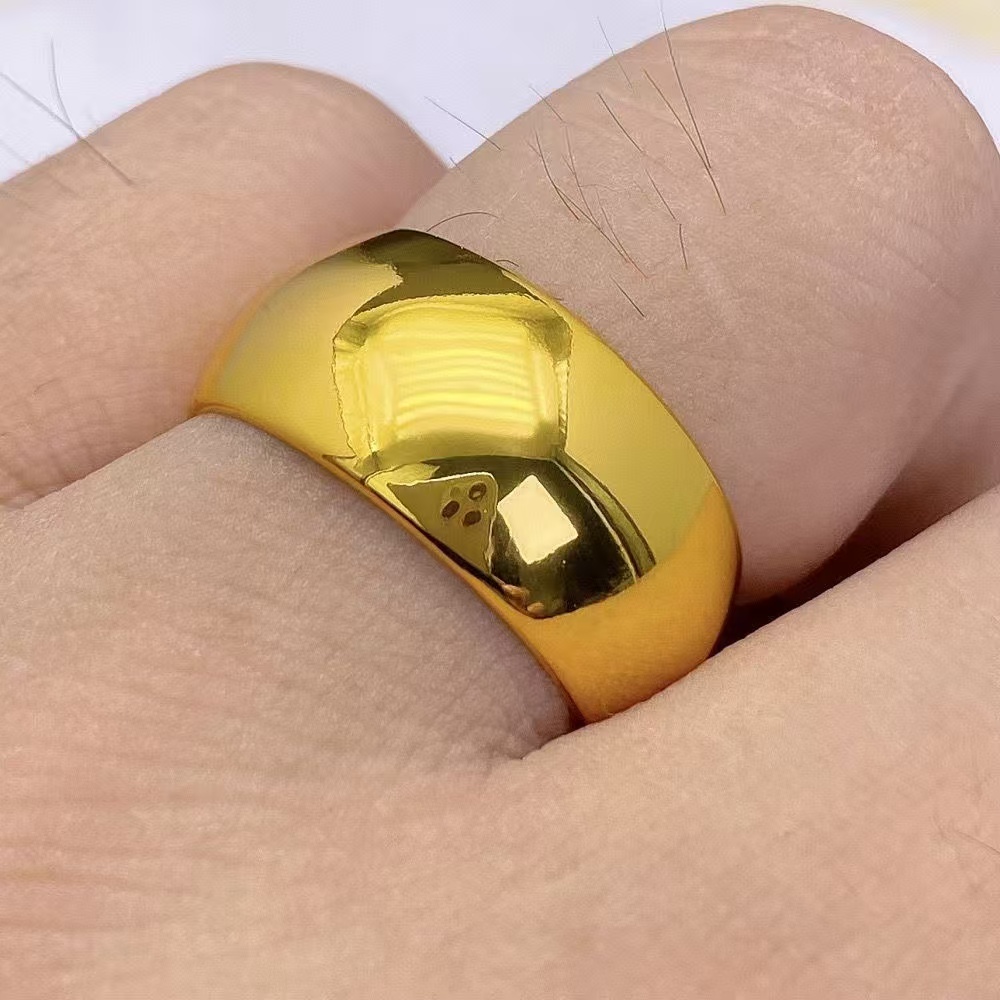 合金戒指 合金大光面戒指情侣简约古法亮面素款可调节时尚精美