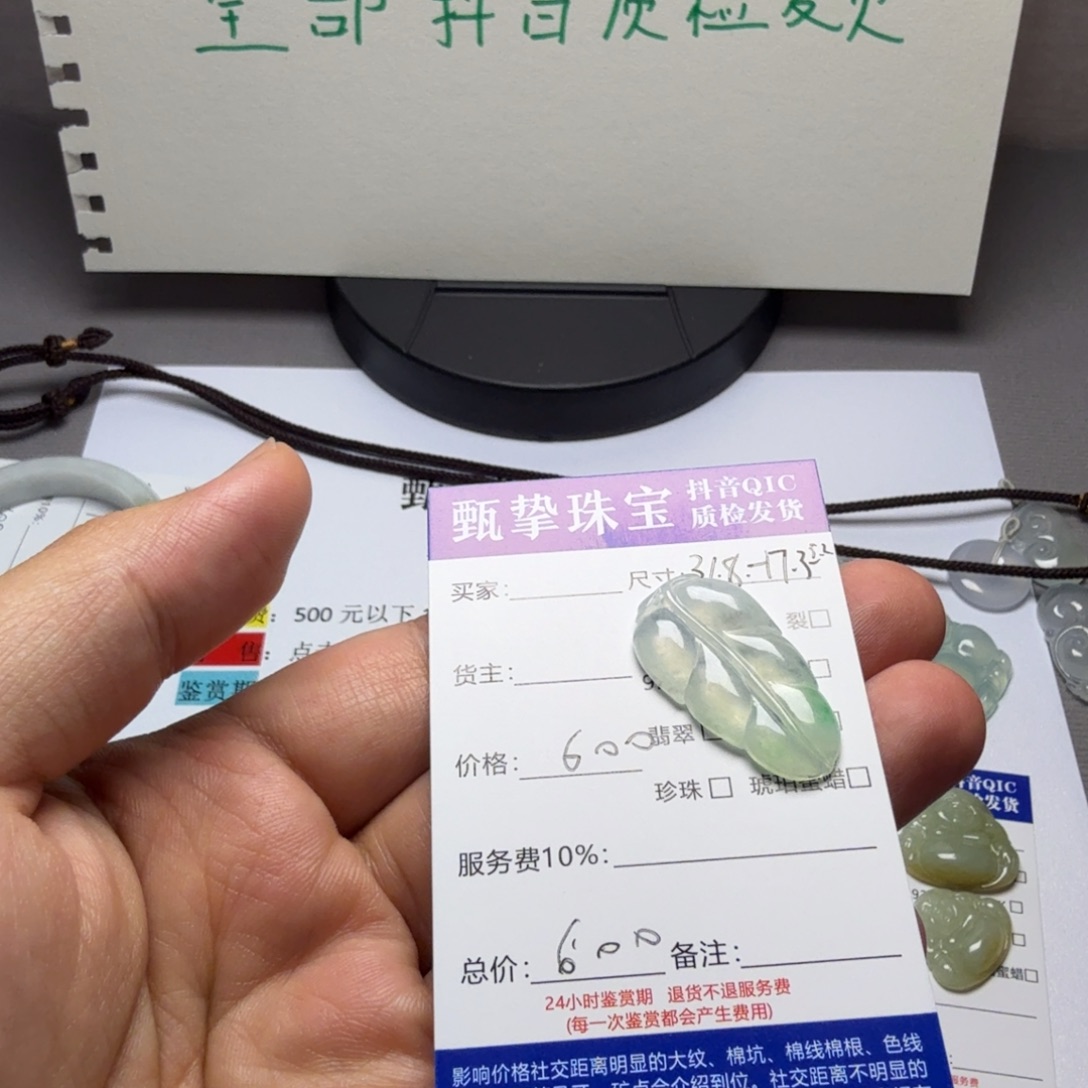 翡翠未镶嵌颈饰叶子