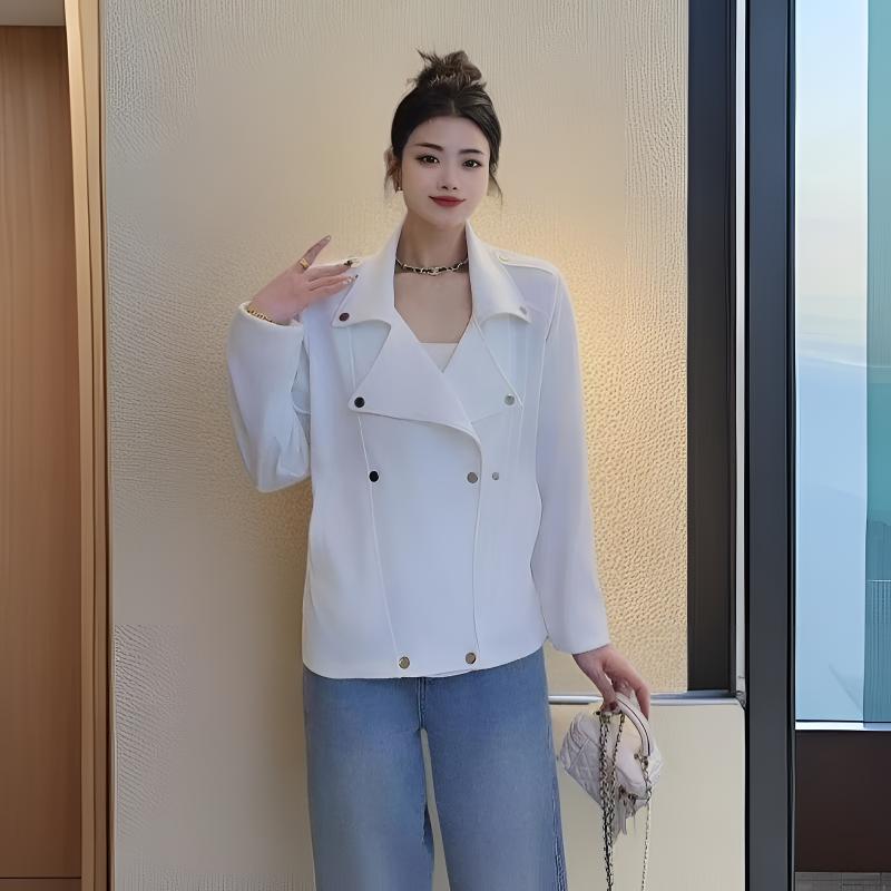 春秋韩版长袖外套弹力立体装饰直下摆短外套耐磨大码时尚百搭设计