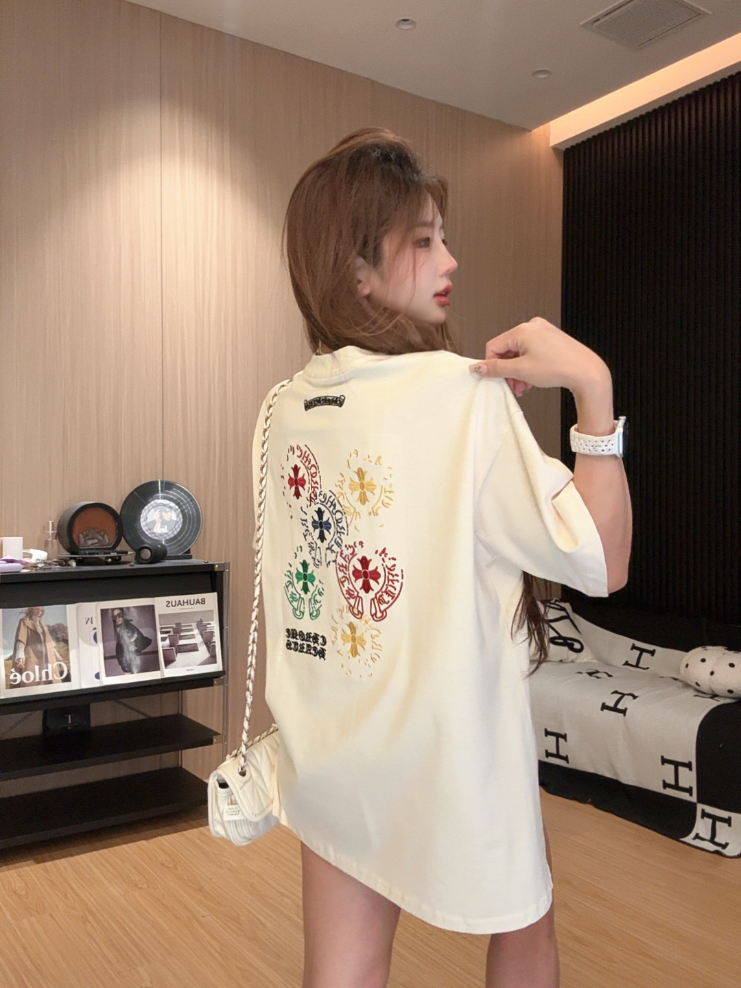 李馨儿【枫叶树 】短袖显瘦打底宽松学生拼接法式打底百搭衣服T恤