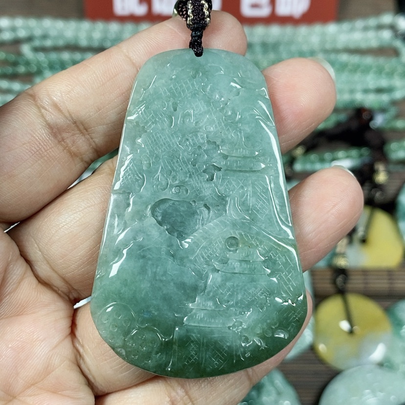 【闪购商品】翡翠颈饰未镶嵌玉吊坠翡翠玉山水牌