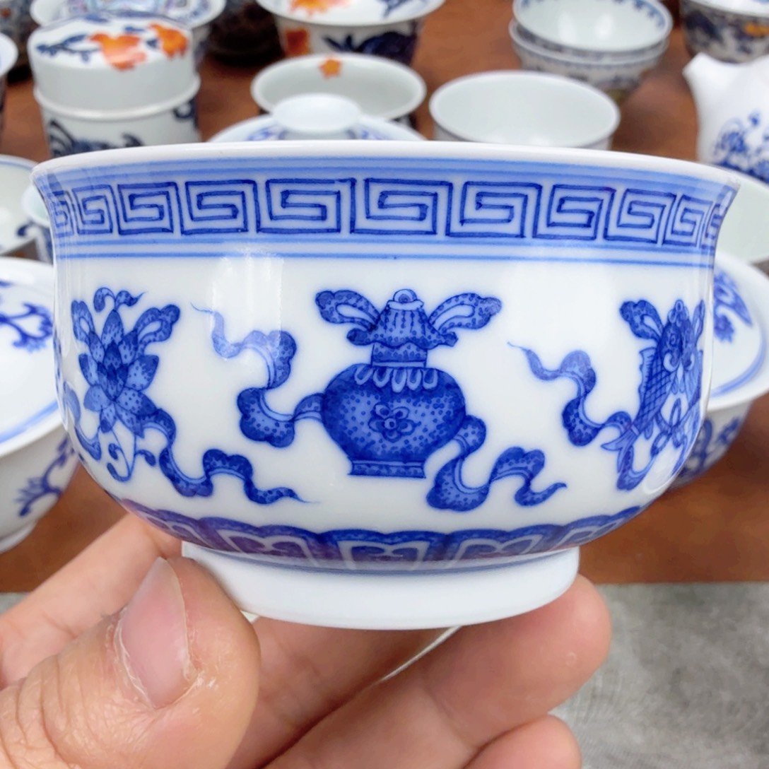 摆件陶瑕疵青花单杯