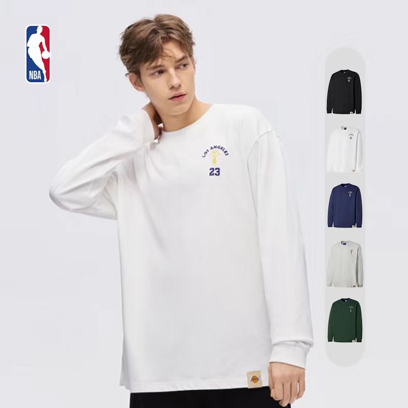 NBA官方球场生活库里詹姆斯东契奇纯棉运动圆领长袖T恤