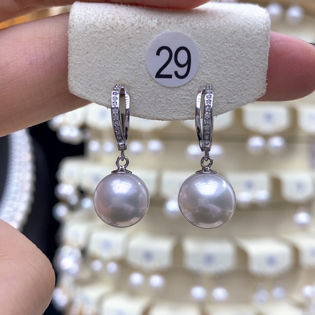 银S925镶嵌淡水珍珠耳饰