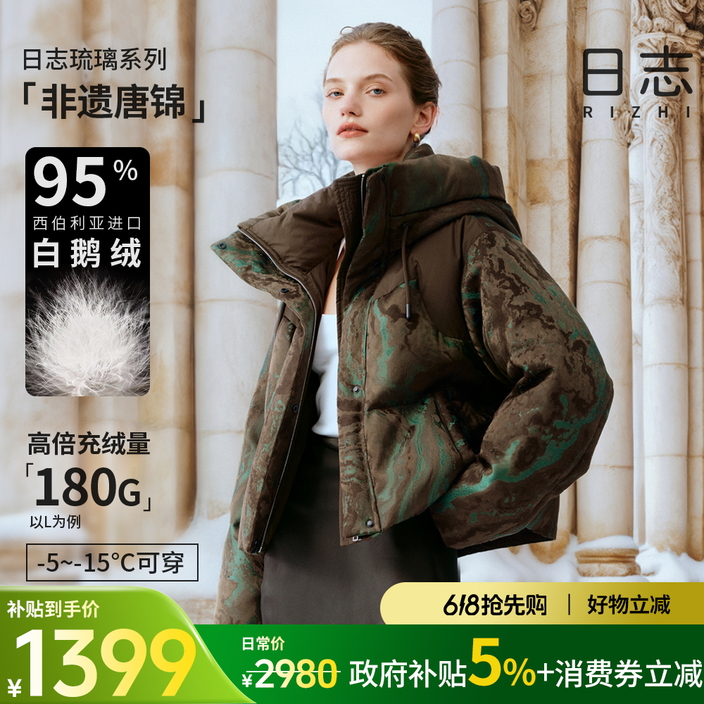 日志【国家补贴】【非遗琉璃】女立体印花保暖连帽鹅绒服AD54Y201