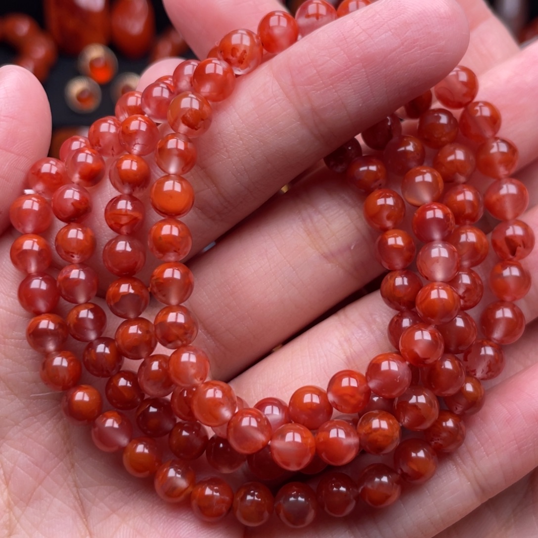 南红玛瑙未镶嵌珠宝奇石多圈6mm